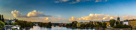 ancient buildings on river of Pragueの写真素材