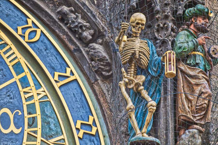 Details of the medieval astronomical clock of  Prague