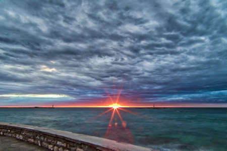 Sunset on seascape of Croatiaの写真素材