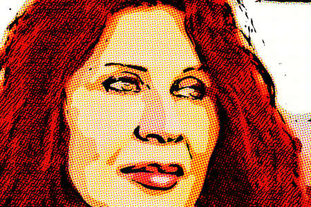 illustration of menopausal woman with red copper hair  smiling