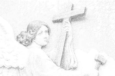 illustration of angel holding Cross and hammerの写真素材