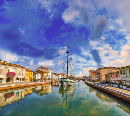 clouds on channel port designed by Leonardo Da Vinci in Italyの写真素材