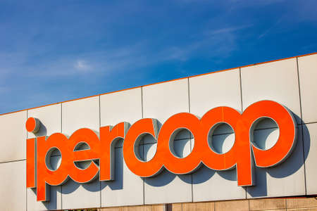 LUGO (RA), ITALY - JUNE 9, 2018: Coop Alleanza 3.0 merging of Coop Adriatica, Coop Consumatori Nordest and Coop Estense,  closed its 2017 accounts with a loss of 37,6 million eurosのeditorial素材