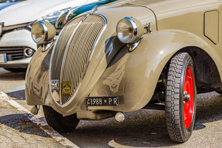 LUGO (RA), ITALY - JUNE 17, 2018:  FIAT 500 car shows in historic cars rally of FIAT 500 TOPOLINO