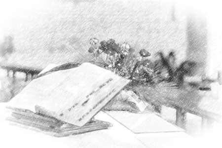 illustration of the spirituality of an open Bible on the altar of the Catholic Church