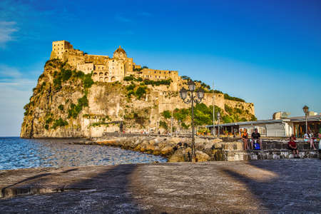 Ischia (NA), Italy - 20 september, 2012: tourists are visiting  Aragonese castle in Ischia island in Italyのeditorial素材
