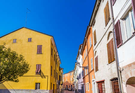 Colorful buildings in Parma, elegant town in the Emilia Romagna region of Northern Italyの写真素材