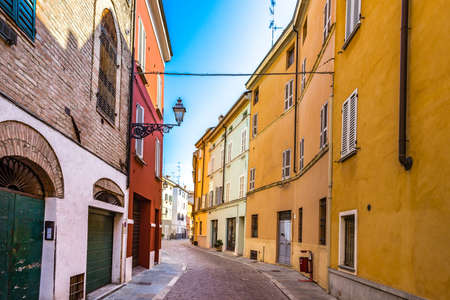 Colorful buildings in Parma, elegant town in the Emilia Romagna region of Northern Italyの写真素材