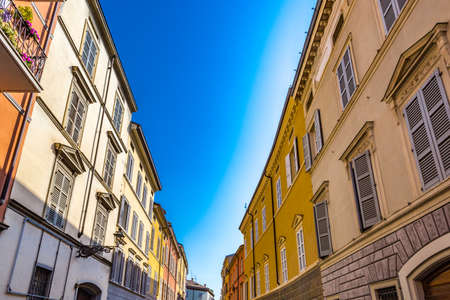 charming street of Parma, elegant town in Italyの写真素材