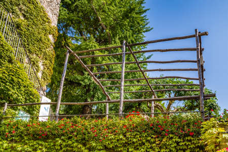 RAVELLO (SA), ITALY - AUGUST 29, 2018: green creepers decorating Villa Rufoloのeditorial素材