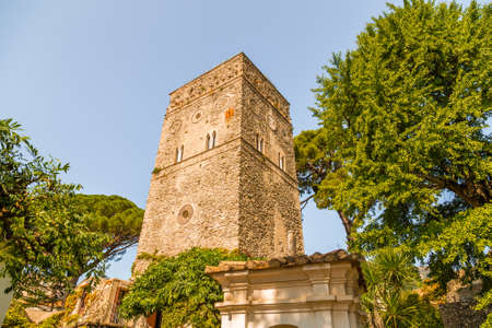 RAVELLO (SA), ITALY - AUGUST 29, 2018: green creepers decorating Villa Rufoloのeditorial素材