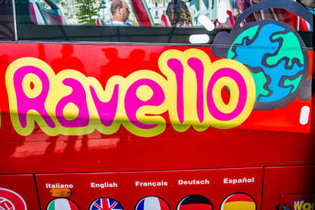 RAVELLO (SA), iTALY - AUGUST 29, 2018: tourists on tour on bus visiting Ravelloのeditorial素材