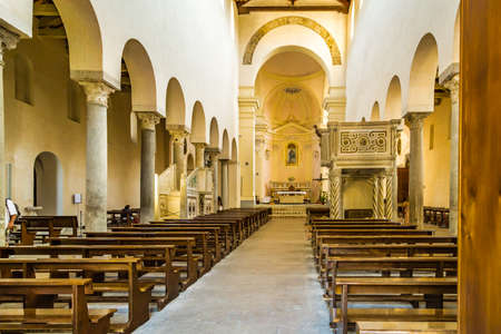 RAVELLO (SA), ITALY - AUGUST 29, 2018: sunlight illuminating interiors of Cathedral in Ravelloのeditorial素材