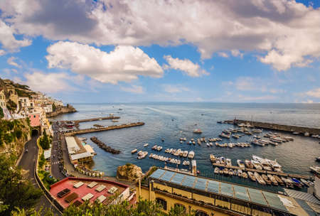 promenade on marina of Amalfi in Italyの写真素材