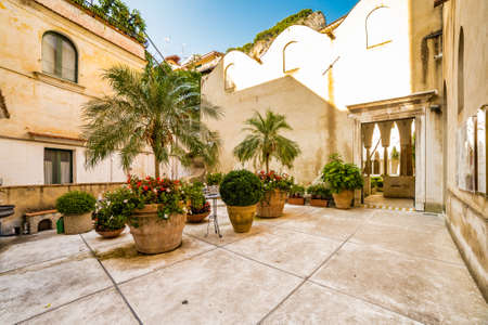 AMALFI (SA), ITALY - AUGUST 29, 2018: sunlight is illuminating the cloister of the Cathedral of Amalfiのeditorial素材