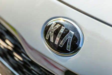 LUGO, ITALY - September 11, 2018: light enlightening  KIA logo on a car body