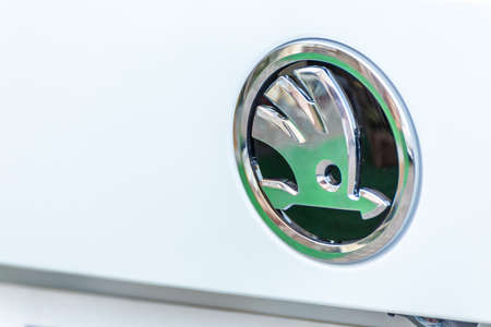 LUGO, ITALY - September 11, 2018: light enlightening logo on a car bodyのeditorial素材