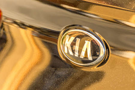 LUGO, ITALY - September 11, 2018: light enlightening  KIA logo on a car body