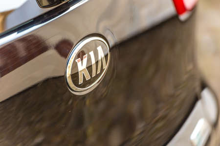 LUGO, ITALY - September 11, 2018: light enlightening  KIA logo on a car body