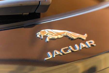 LUGO, ITALY - September 11, 2018: light enlightening jaguar logo on a car body