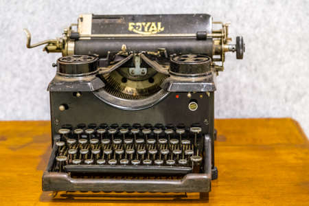 CESENA (FC), ITALY - SEPTEMBER 16, 2018: dust and dirt covering old Typewriter at antiques fair in...