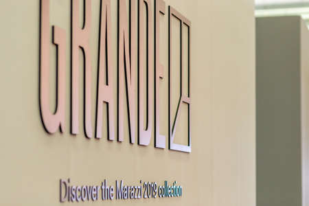 BOLOGNA (ITALY), SEPTEMBER 26, 2018: light is enlightening MARAZZI logo at CERSAIE, international...
