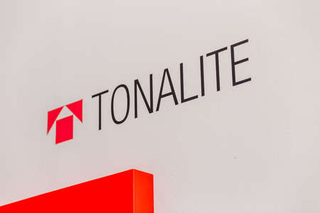 BOLOGNA (ITALY), SEPTEMBER 26, 2018: light is enlightening TONALITE logo at CERSAIE, international...