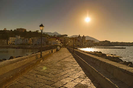 sunset on coast of Ischia Island in Italyの写真素材