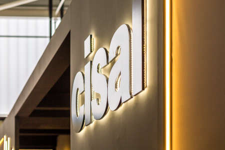 BOLOGNA (ITALY), SEPTEMBER 26, 2018: sun is enlightening CISAL logo at CERSAIE, international exhibition of ceramic tile and bathroom furnishingsのeditorial素材