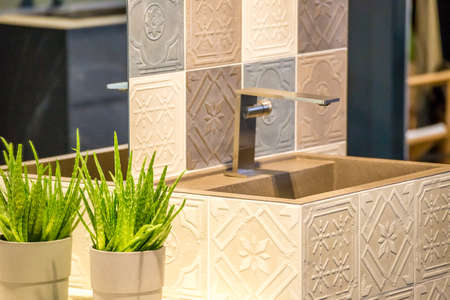 chrome faucet and sink on vanity top