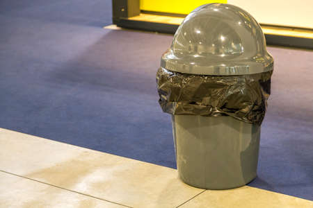 bin with black sack for garbageのeditorial素材