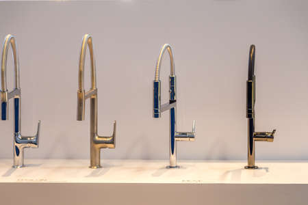 BOLOGNA (ITALY), SEPTEMBER 28, 2018: light is enlightening luxury design faucets from NOBILI at CERSAIE, international exhibition of ceramic tile and bathroom furnishingsのeditorial素材