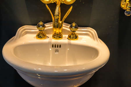 BOLOGNA (ITALY), SEPTEMBER 28, 2018: light is enlightening luxurios sanitary ware from MIGLIORE at CERSAIE, international exhibition of ceramic tile and bathroom furnishingsのeditorial素材