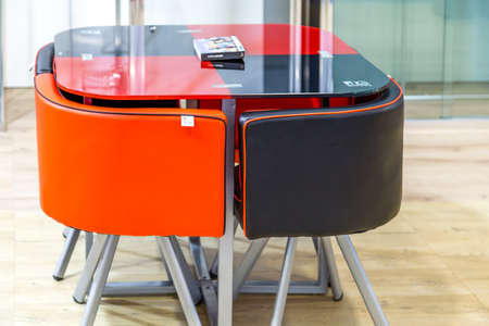 BOLOGNA (ITALY), SEPTEMBER 28, 2018: light is enlightening bathroom furnishings at CERSAIE, international exhibition of ceramic tile and bathroom furnishingsのeditorial素材