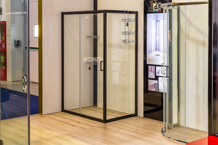 BOLOGNA (ITALY), SEPTEMBER 28, 2018: light is enlightening bathroom furnishings at CERSAIE, international exhibition of ceramic tile and bathroom furnishingsのeditorial素材