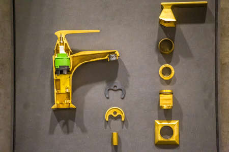 BOLOGNA (ITALY), SEPTEMBER 28, 2018: light is enlightening exploded view of faucet at CERSAIE, international exhibition of ceramic tile and bathroom furnishingsのeditorial素材