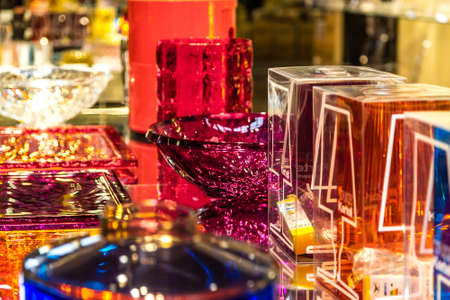 BOLOGNA, ITALY - OCTOBER 2, 2018: lights are enlightening KARTELL plastic creations at FICO EATALY WORLD, the largest agri-food park in the worldのeditorial素材