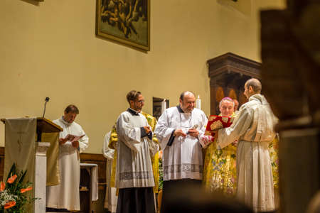 FORLI, ITALY - OCTOBER 26, 2018: The new bishop Monsignor Livio Corazza officiated the Holy Mass...