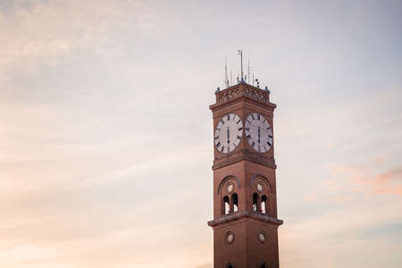 ancient clock tower on sky backgroundのeditorial素材