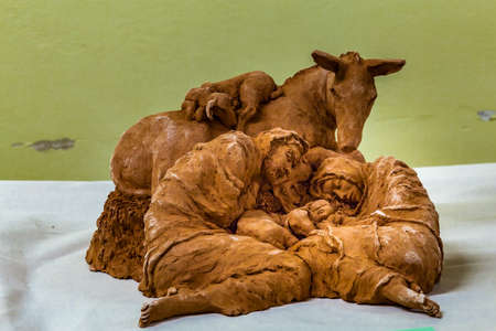 IMOLA (BO),ITALY - DECEMBER 27, 2017: lights are enlightening artistic crib in the 7th edition of the Nativity Scenes Exhibition in the Convent of the Observanceのeditorial素材