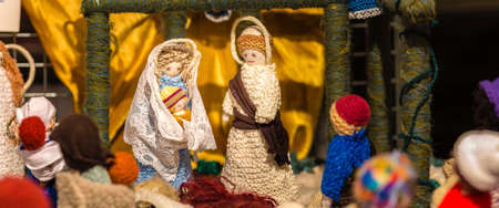 FORLI, ITALY - DECEMBER 19, 2017: lights are enlightening artistic homemade crib in the 28th edition of the Nativity Scenes Exhibitionのeditorial素材