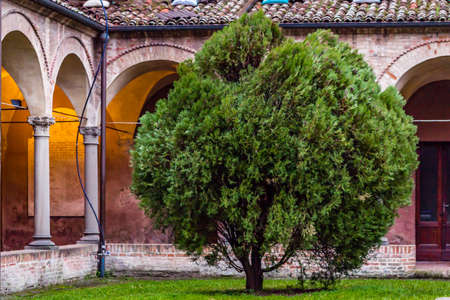 IMOLA (BO),ITALY - DECEMBER 27, 2017: sunlight is enlightening cloister in the Convent of the...