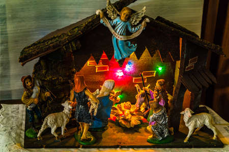 Baby Jesus, Saint Joseph and the Blessed Virgin Mary in Nativity Scene