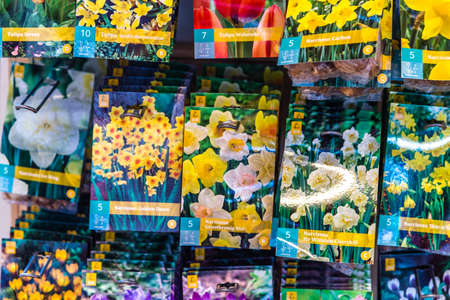 BOLOGNA, ITALY - OCTOBER 2, 2018: lights are enlightening bags of flowers seeds at FICO EATALY WORLD, the largest agri-food park in the worldのeditorial素材