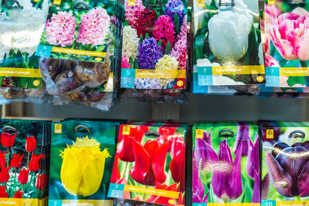 BOLOGNA, ITALY - OCTOBER 2, 2018: lights are enlightening bags of flowers seeds at FICO EATALY WORLD, the largest agri-food park in the worldのeditorial素材