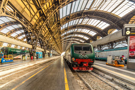 MILANO, ITALY - DECEMBER 12, 2018: TRENITALIA regional train waiting at Milano Centrale station