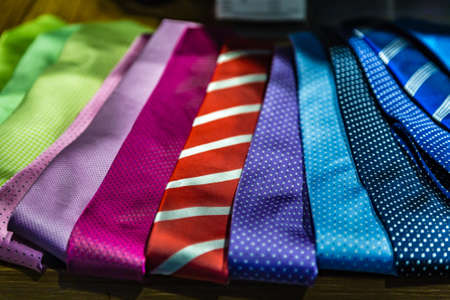 backround of colorful fancy tiesの写真素材