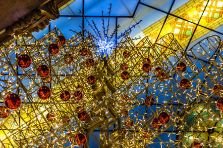 background of wire of Christmas lightsの写真素材