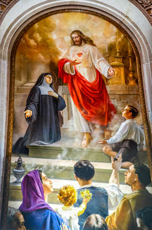 ROME, ITALY - JANUARY 2, 2019: light is enlightening painting in Santa Maria Liberatrice church in Testaccio districtのeditorial素材