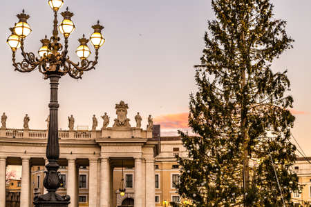 VATICAN - JANUARY 2, 2019: sunset light is enlightening the Basilica of Saint Peter in Vatican Cityのeditorial素材